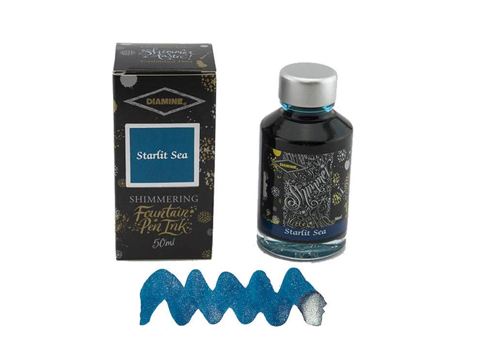 Diamine Shimmering Starlit Sea Ink Bottle, 50ml., Crystal - Image 2