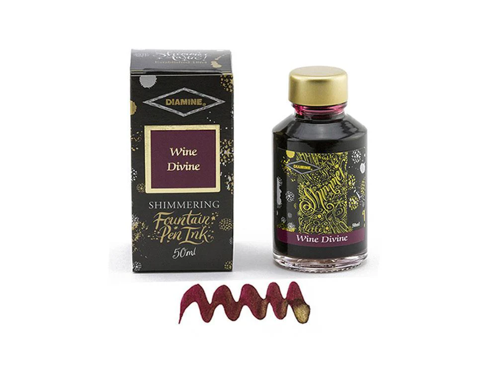 Diamine Shimmering Wine Divine Ink Bottle, 50ml., Crystal - Image 2