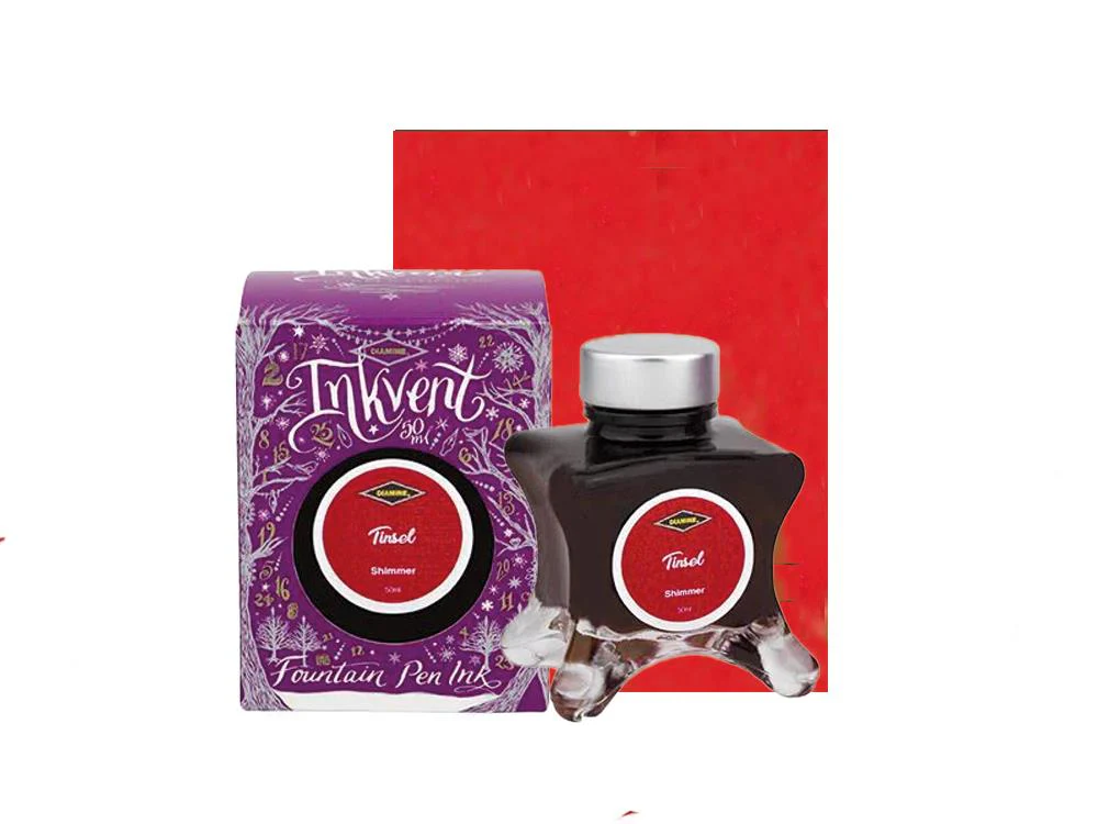 Diamine Tinsel Ink Vent Purple Ink Bottle, 50ml, Shimmer, Red - Image 2