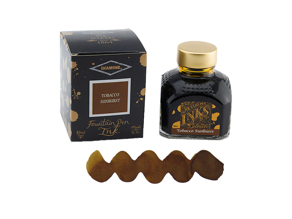 Diamine Tobacco Sunburst Ink Bottle, 80ml., Crystal - Image 2