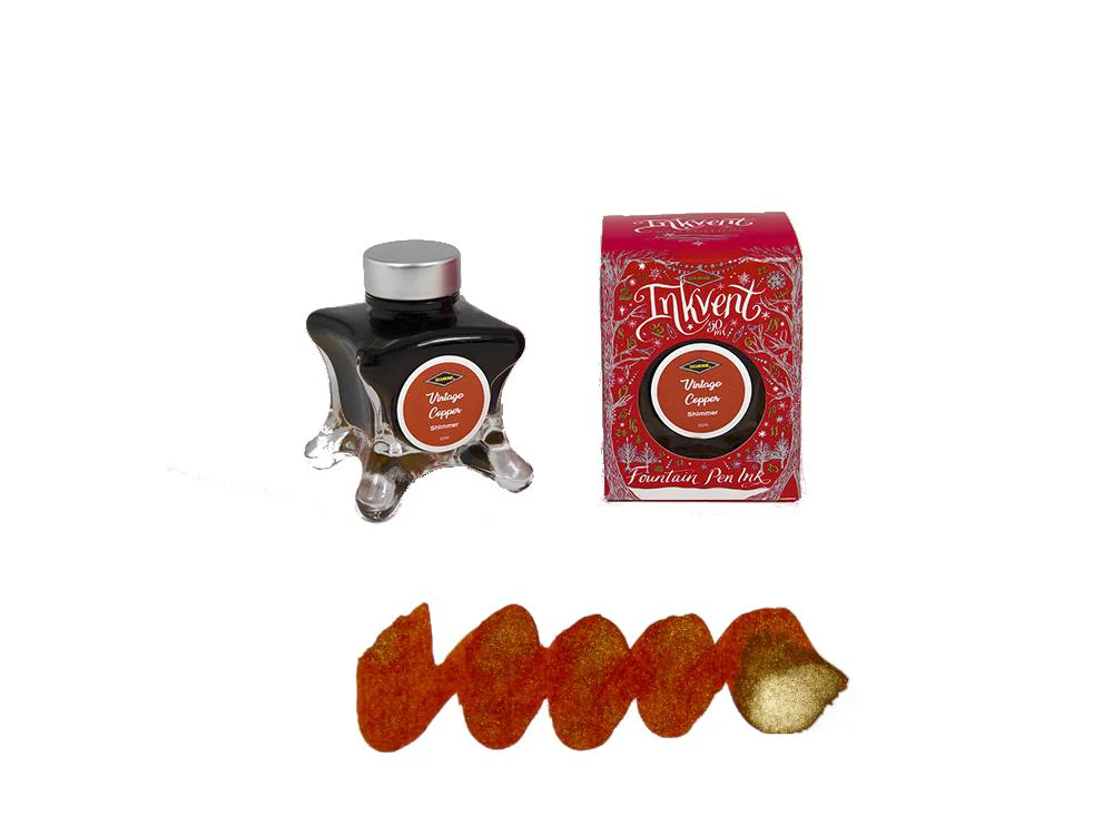 Diamine Vintage Copper Ink Vent Red Ink Bottle, 50ml, Orange, Glass - Image 2