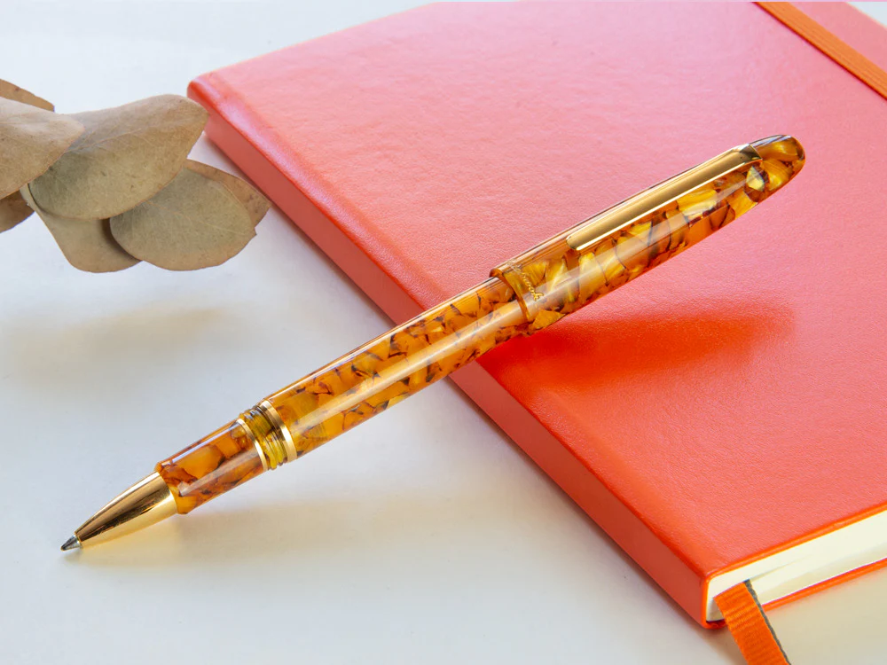 Esterbrook Estie Honeycomb Rollerball pen, Resin, Amber, Gold plated, E427 - Image 4