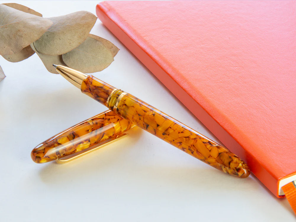 Esterbrook Estie Honeycomb Rollerball pen, Resin, Amber, Gold plated, E427 - Image 5
