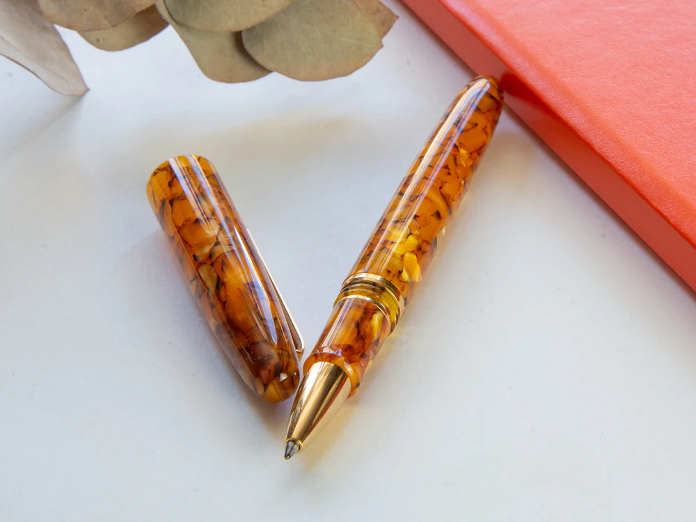 Esterbrook Estie Honeycomb Rollerball pen, Resin, Amber, Gold plated, E427 - Image 7