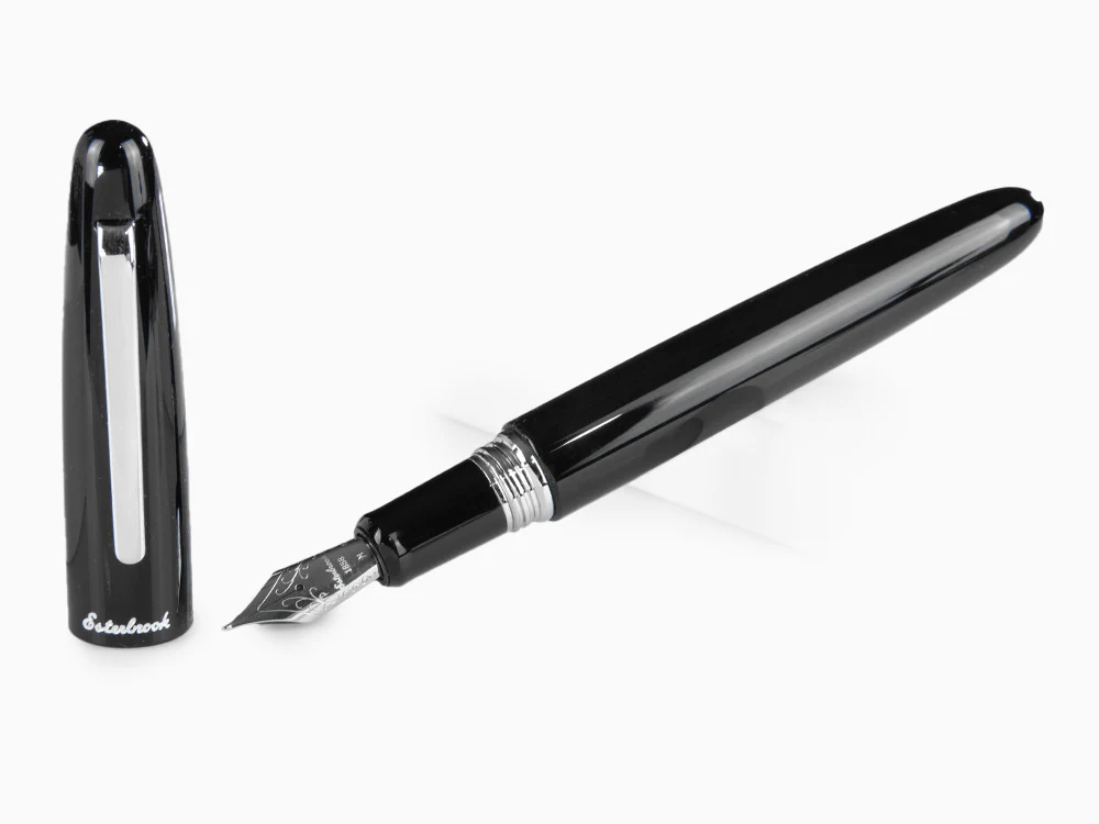 Esterbrook Estie Oversize Ebony Fountain Pen, Black, Chrome Trim, E166 - Image 2