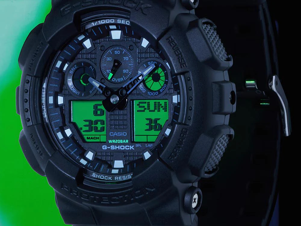 G-SHOCK Casio Classic Quartz Watch, Resin, Black, GA-100BEG-1AER - Image 6