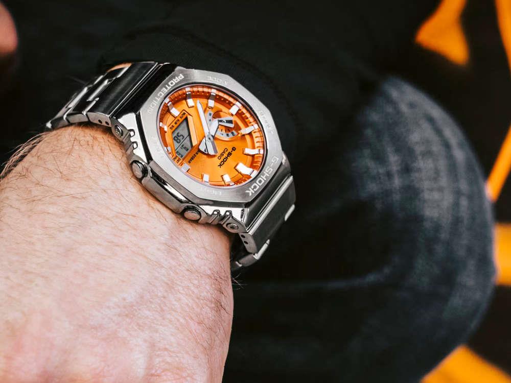 G-SHOCK Casio G-Steel Quartz Watch, Orange, 49.3mm × 44.4mm, GM-2110D-4AER - Image 3
