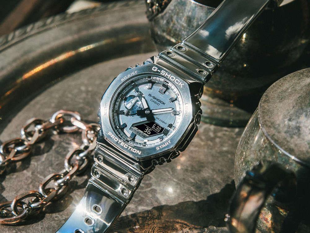G-SHOCK Casio G-Steel Quartz Watch, Silver, 49.3mm × 44.4mm, GM-2100YM-8AER - Image 4