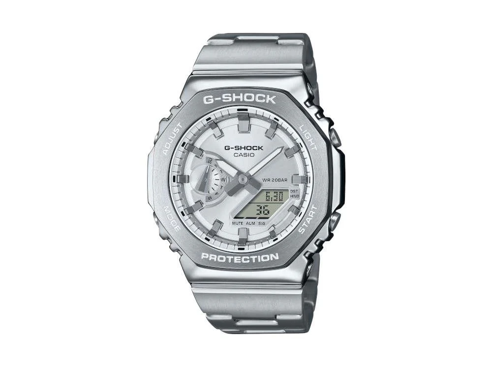 G-SHOCK Casio G-Steel Quartz Watch, Silver, 49.3mm × 44.4mm, GM-2110D-7AER - Image 2
