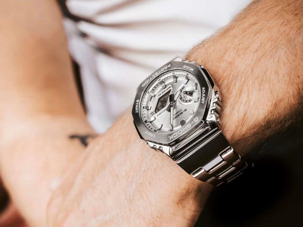 G-SHOCK Casio G-Steel Quartz Watch, Silver, 49.3mm × 44.4mm, GM-2110D-7AER - Image 3