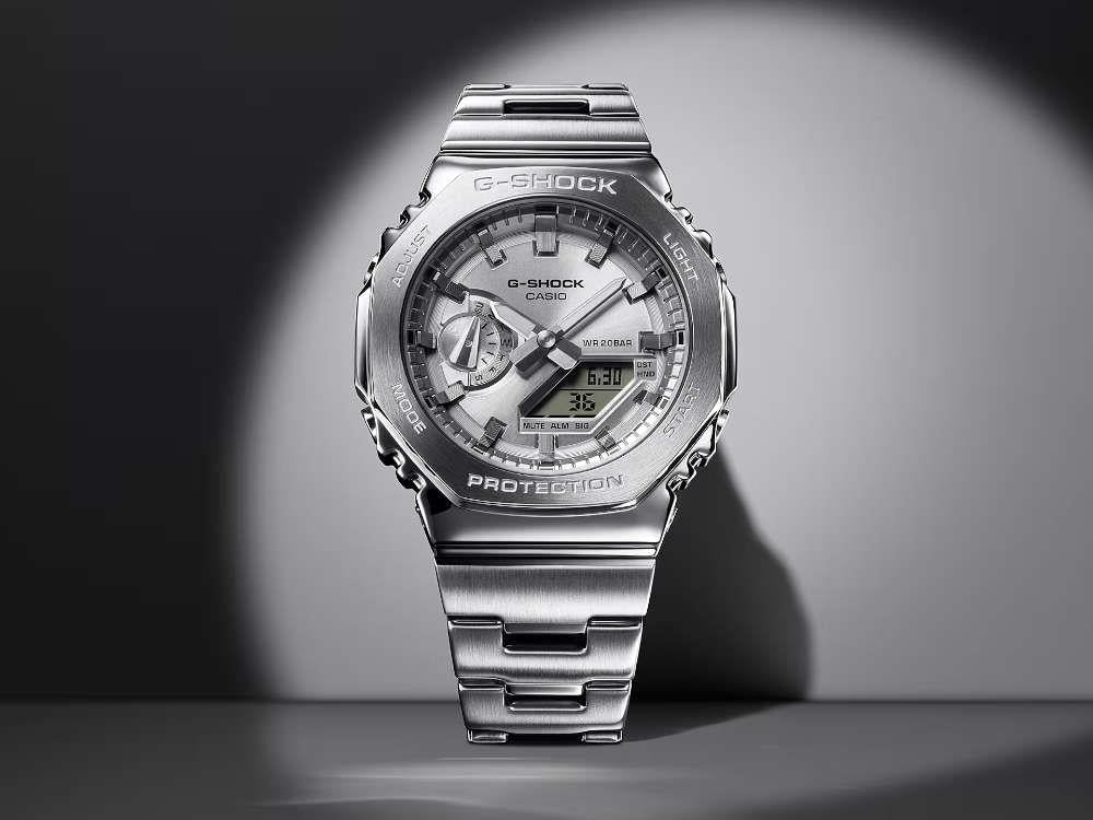 G-SHOCK Casio G-Steel Quartz Watch, Silver, 49.3mm × 44.4mm, GM-2110D-7AER - Image 4
