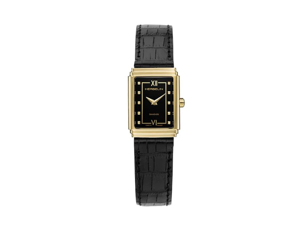 Herbelin Art Déco 1925 Quartz Watch, PVD Gold, Black, 29,5 mm, 17577P84 - Image 2