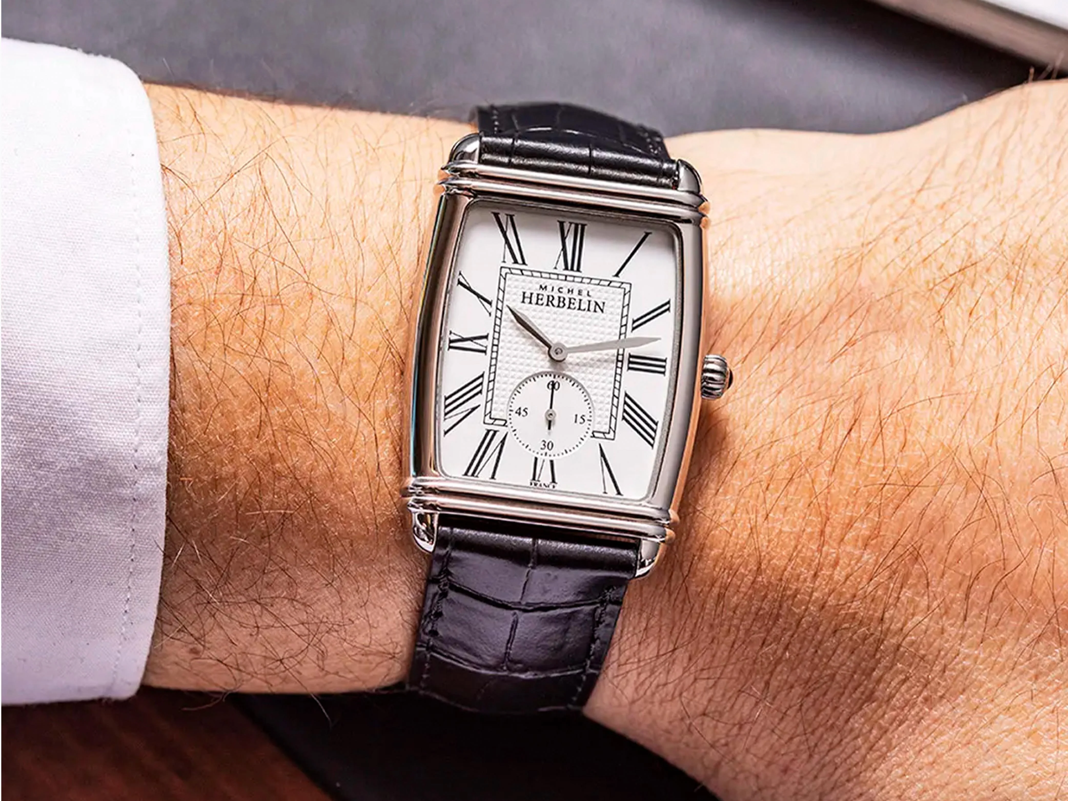 Herbelin Art Deco Tonneau Quartz Watch, Silver, 30mm, 10638AP08 - Image 5