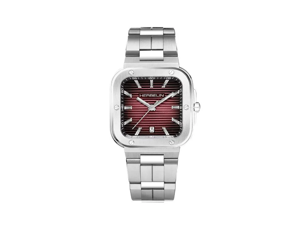 Herbelin Cap Camarat Quartz Watch, Stainless Steel 316L, Red, 39 mm, 12246B18 - Image 2