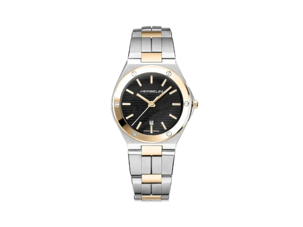 Herbelin Cap Camarat Quartz Watch, Stainless Steel, Black, 33 mm, 14545BTR49 - Image 2
