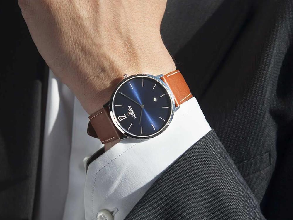 Herbelin City Quartz Watch, Stainless Steel 316L, Blue, Day, 19515AP15GD - Image 3