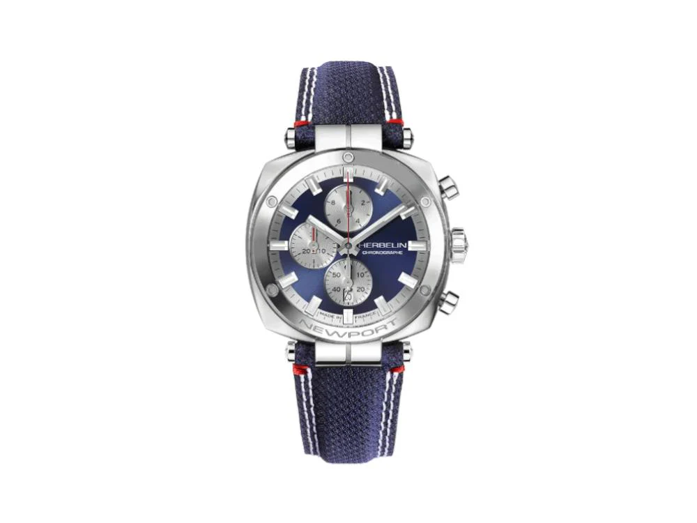 Herbelin Newport Heritage Quartz Watch, Blue, 42 mm, Chronograph, 35664AP25 - Image 2