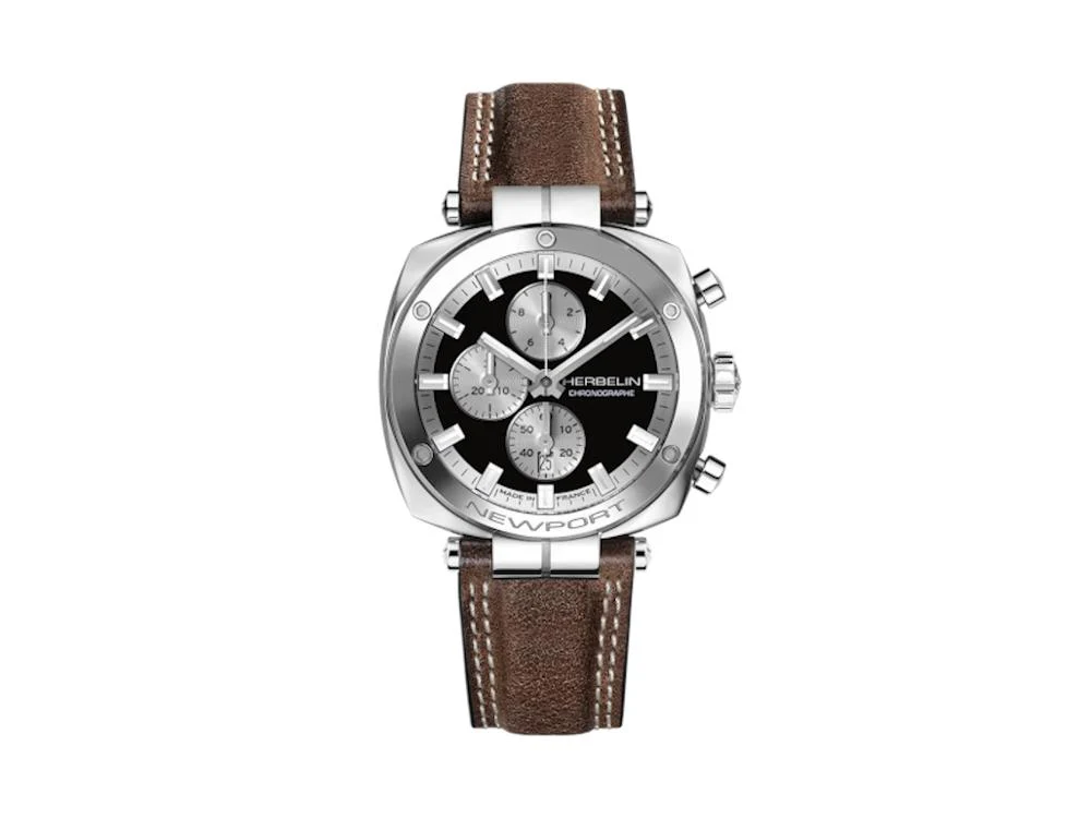 Herbelin Newport Quartz Watch, Black, 42 mm, Chronograph, 35664AP24BR