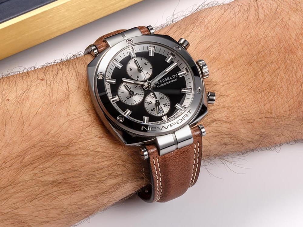 Herbelin Newport Quartz Watch, Black, 42 mm, Chronograph, 35664AP24BR - Image 5