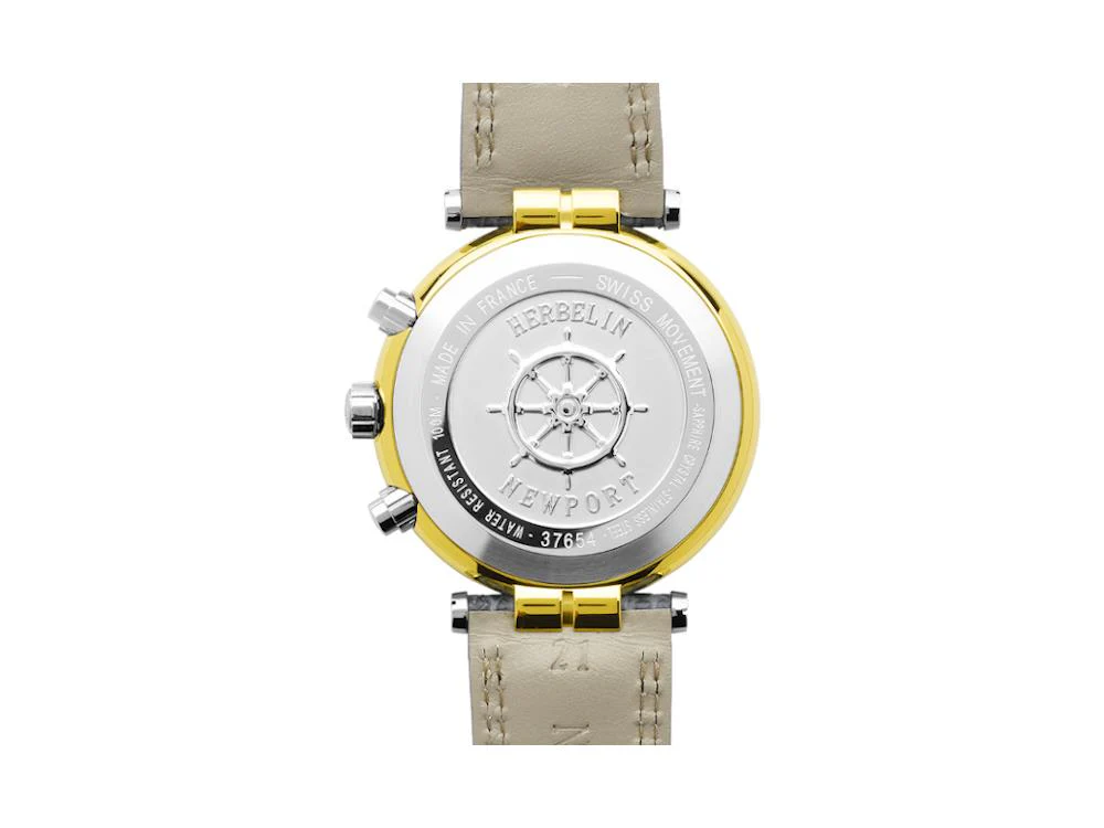 Herbelin Newport Quartz Watch, PVD Gold, Blue, 40 mm, Chronograph, 37654T35 - Image 4