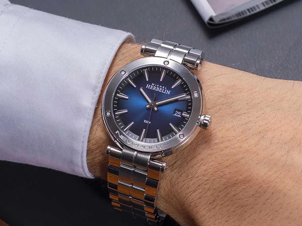 Herbelin Newport Quartz Watch, Stainless Steel 316L, Blue, 40.5 mm, 12288B15 - Image 5