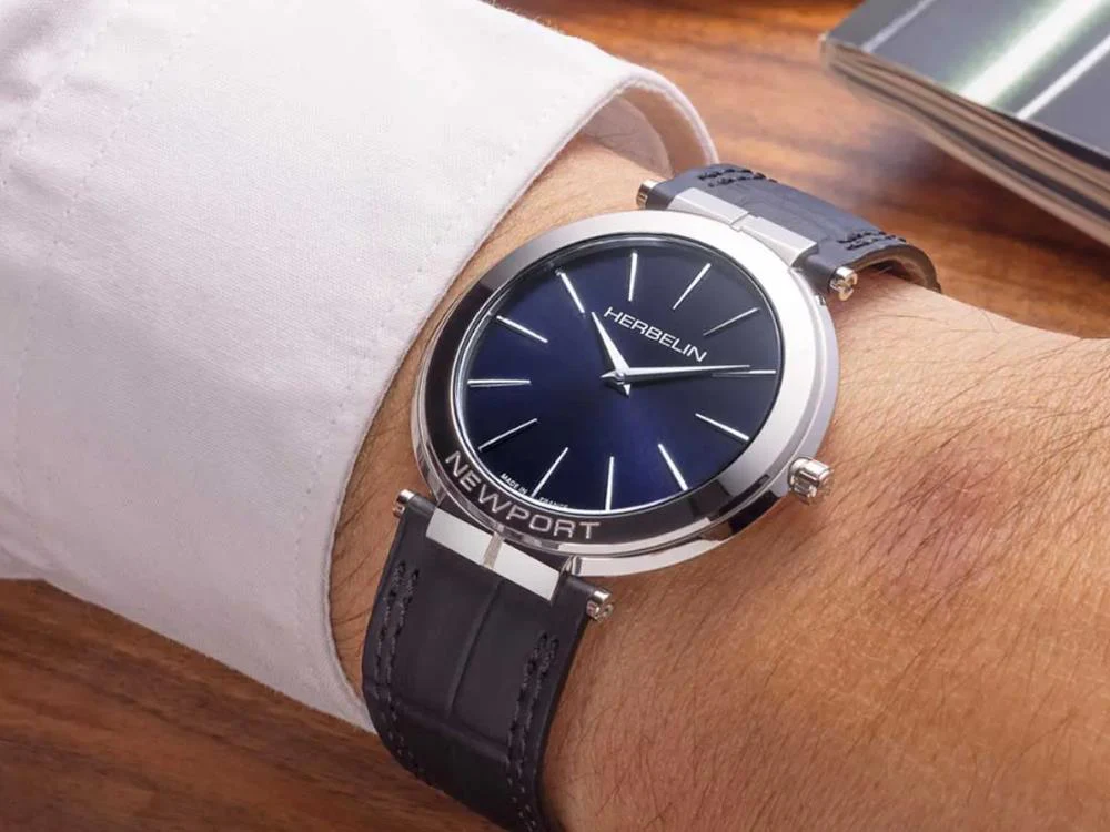 Herbelin Newport Slim Quartz Watch, Stainless Steel 316L, Blue, 40 mm, 19522AP15 - Image 3