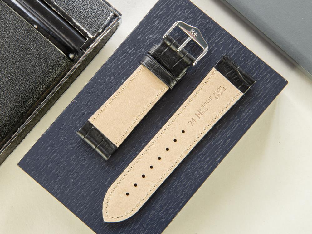Hirsch Exotic embossed leather Strap, Leather, Black, 24 mm, 01028050-2-24 - Image 3