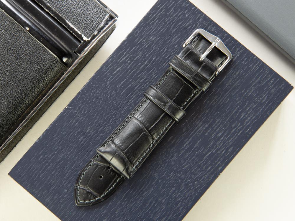 Hirsch Exotic embossed leather Strap, Leather, Black, 24 mm, 01028050-2-24 - Image 4