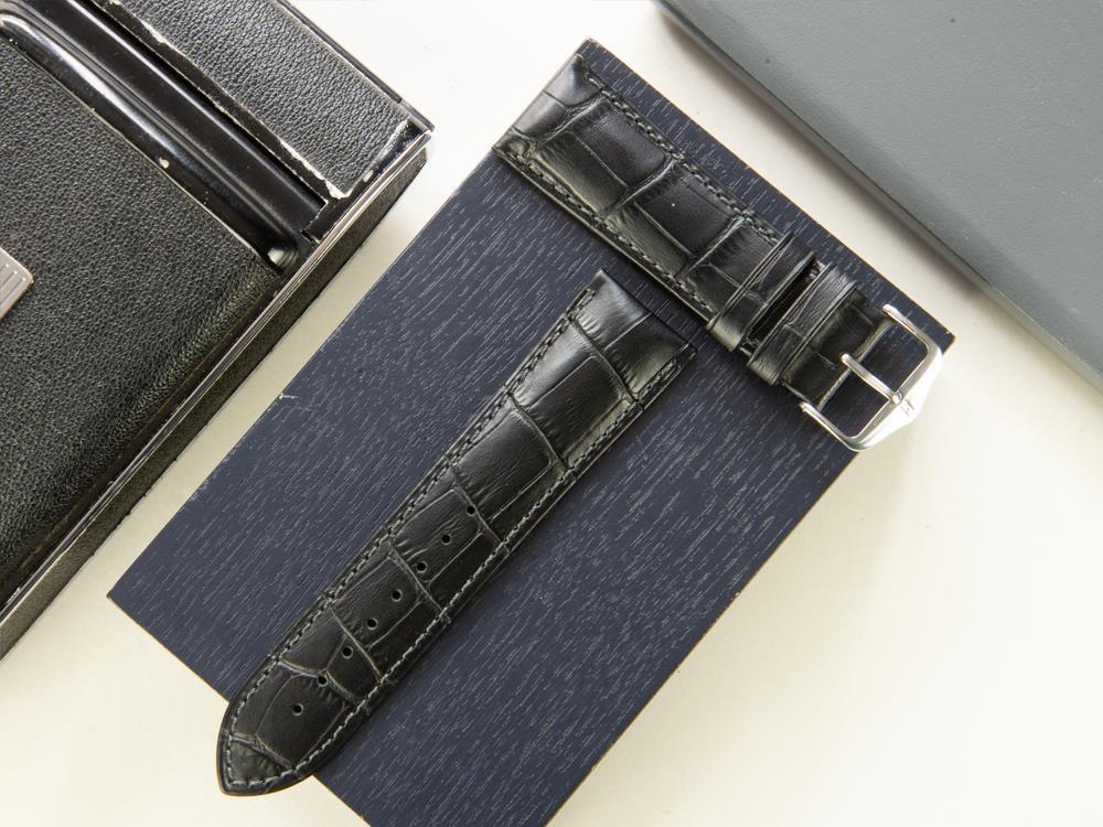 Hirsch Exotic embossed leather Strap, Leather, Black, 24 mm, 01028050-2-24 - Image 5
