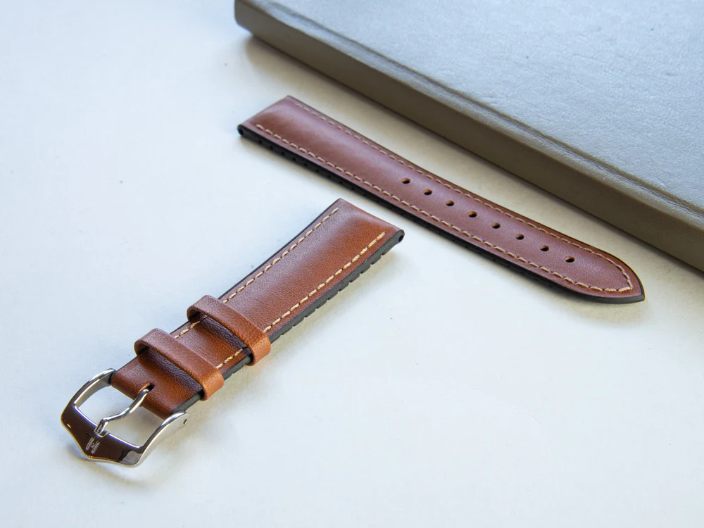 Hirsch Heavy Calf Calfskin Strap, Brown, White, 22 mm, Buckle, 01475010-2-22 - Image 4