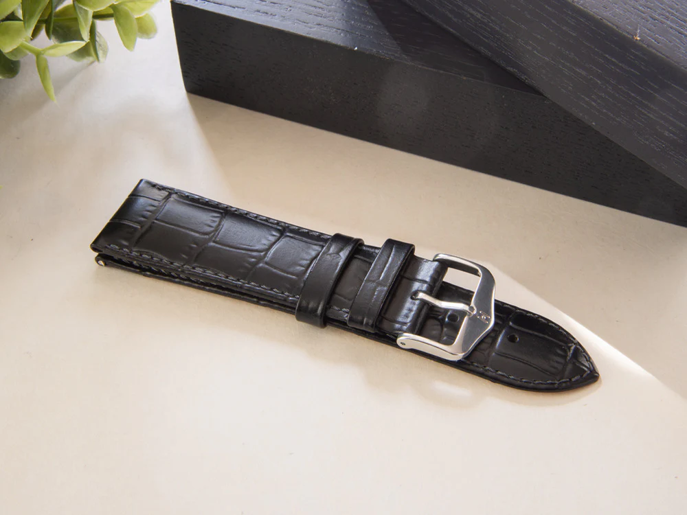 Hirsch Louisianalook Exotic embossed leather Strap, Black, 24 mm, 03427050-2-24 - Image 5