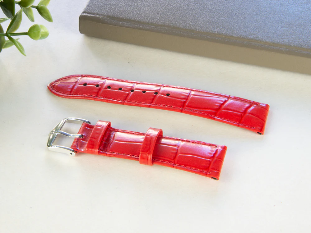 Hirsch Louisianalook Exotic embossed leather Strap, Red, 20 mm, 03427120-2-20 - Image 3