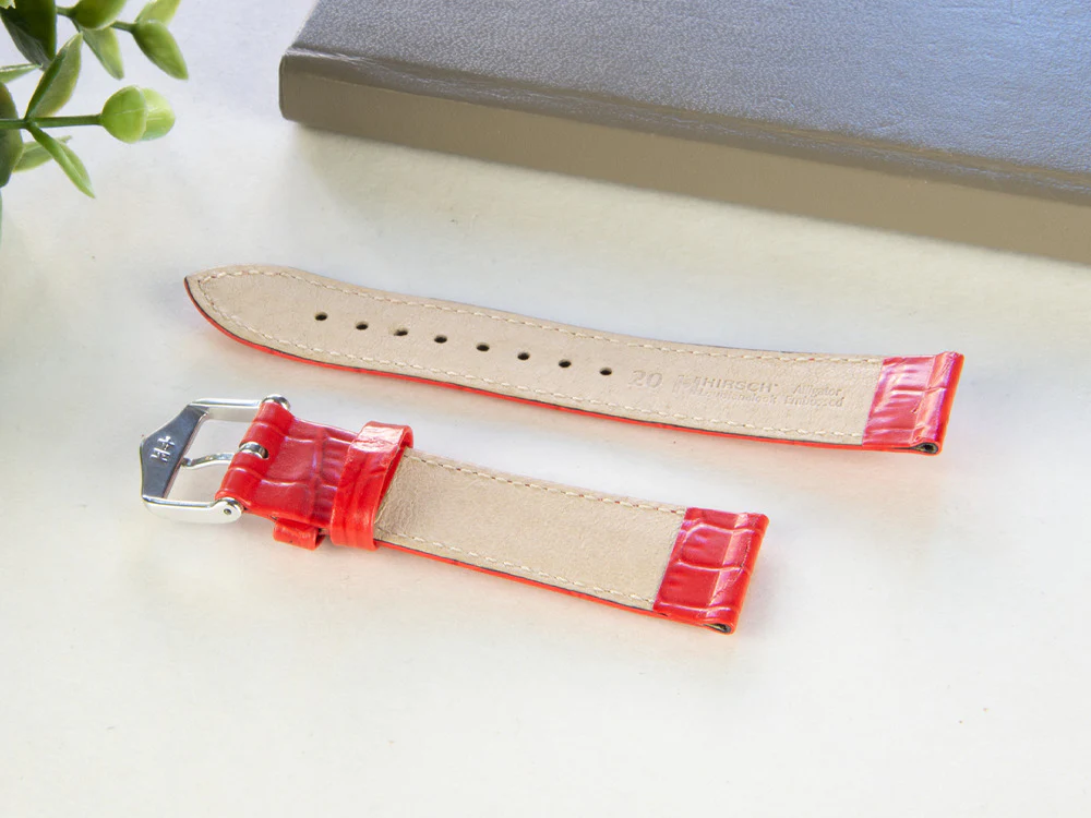 Hirsch Louisianalook Exotic embossed leather Strap, Red, 20 mm, 03427120-2-20 - Image 4