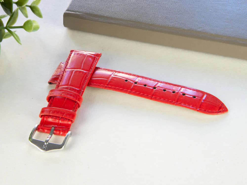 Hirsch Louisianalook Exotic embossed leather Strap, Red, 20 mm, 03427120-2-20 - Image 5