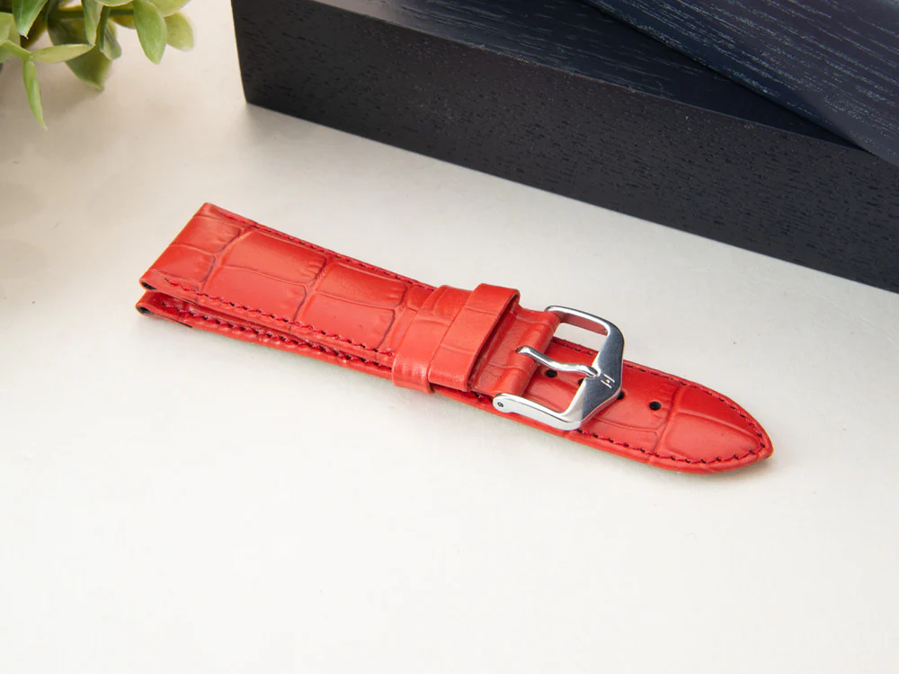 Hirsch Louisianalook Exotic embossed leather Strap, Red, 22 mm, 03427120-2-22 - Image 5