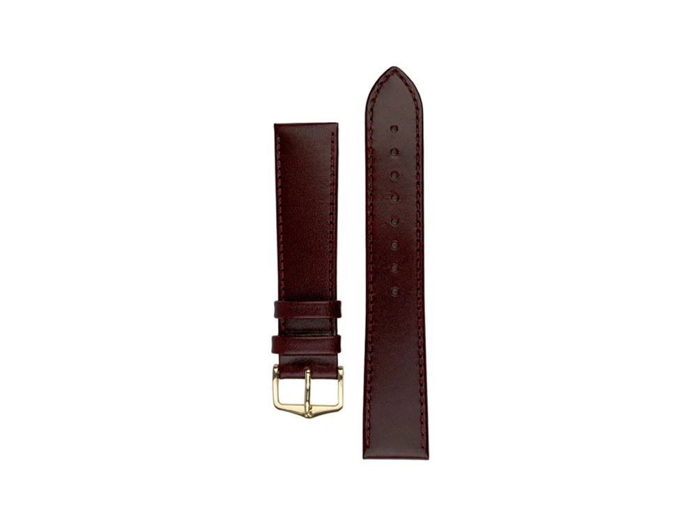 Hirsch Osiris Leather Strap, Burgundy, 20 mm, PVD gold, 03475060-1-20 - Image 3