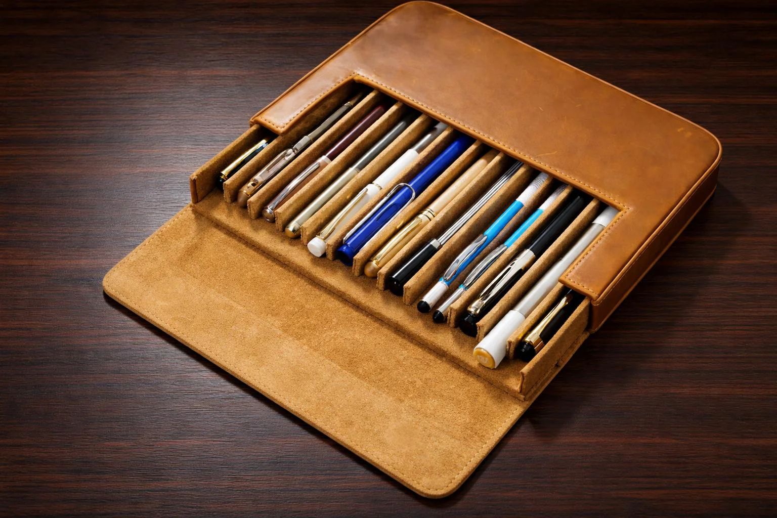 Iguana Pen Case Camel, 12 Writing Items - Image 4