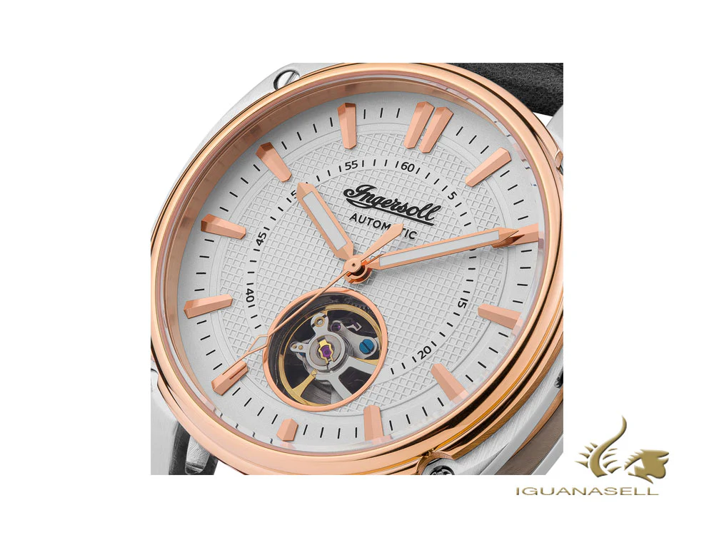 Ingersoll Director Automatic Watch, 46 mm, Rose Gold, White, Leather, I08101 - Image 3