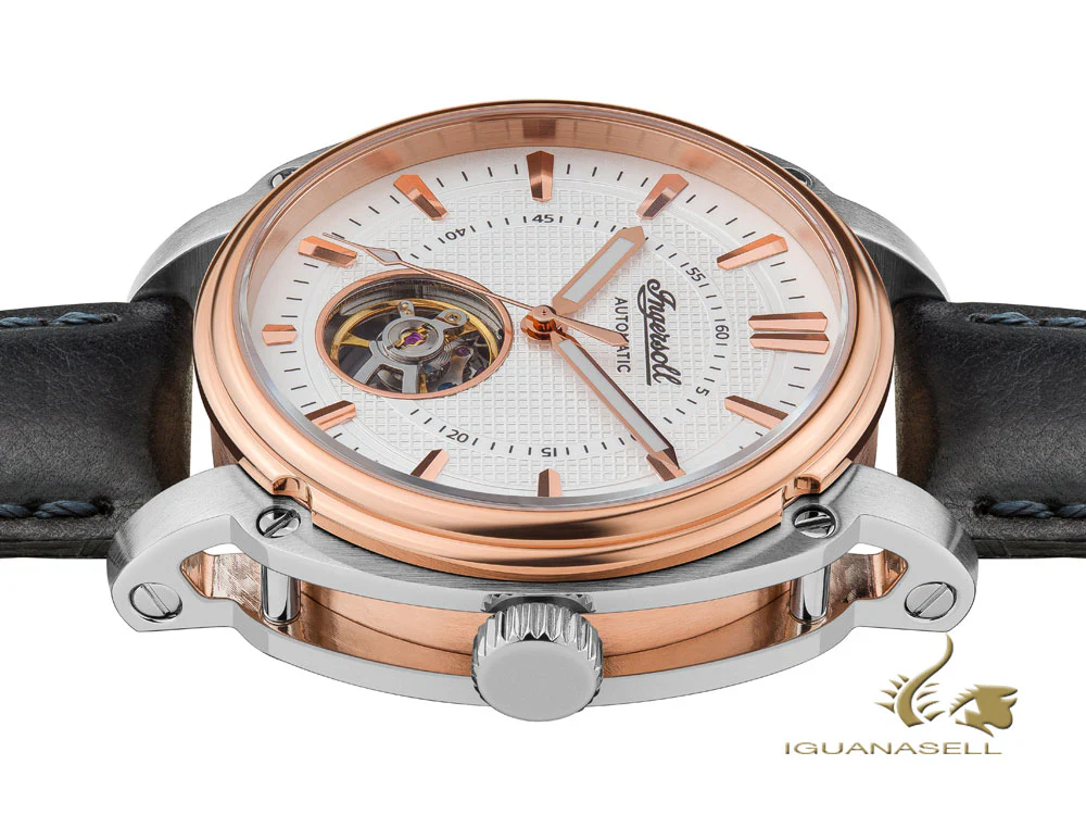 Ingersoll Director Automatic Watch, 46 mm, Rose Gold, White, Leather, I08101 - Image 4