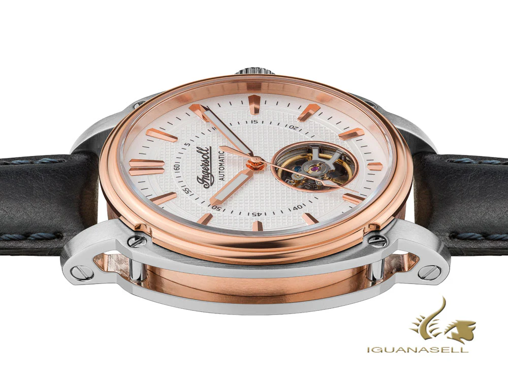 Ingersoll Director Automatic Watch, 46 mm, Rose Gold, White, Leather, I08101 - Image 5