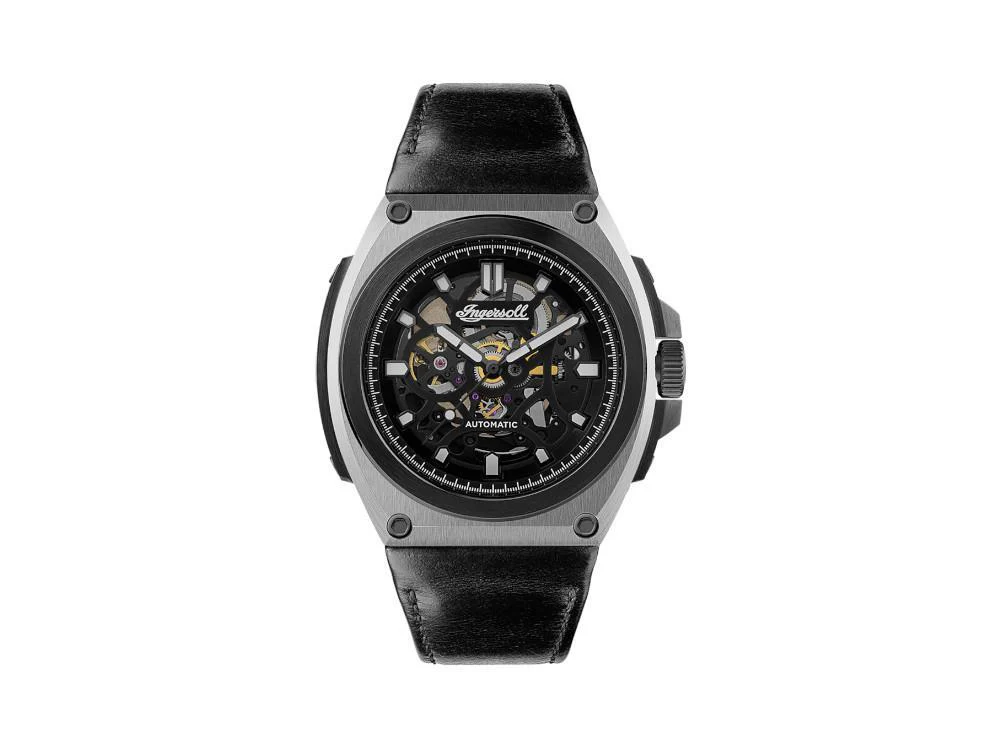 Ingersoll Motion Automatic Watch, PVD, 50mm, Black, Leather strap, I11702 - Image 2