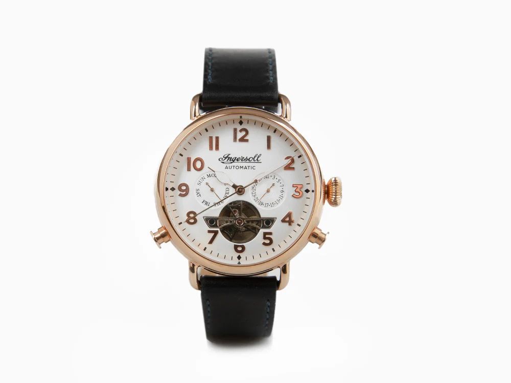 Ingersoll Muse Automatic Watch, PVD Rose, White, 45 mm, Leather strap, I09501B - Image 2