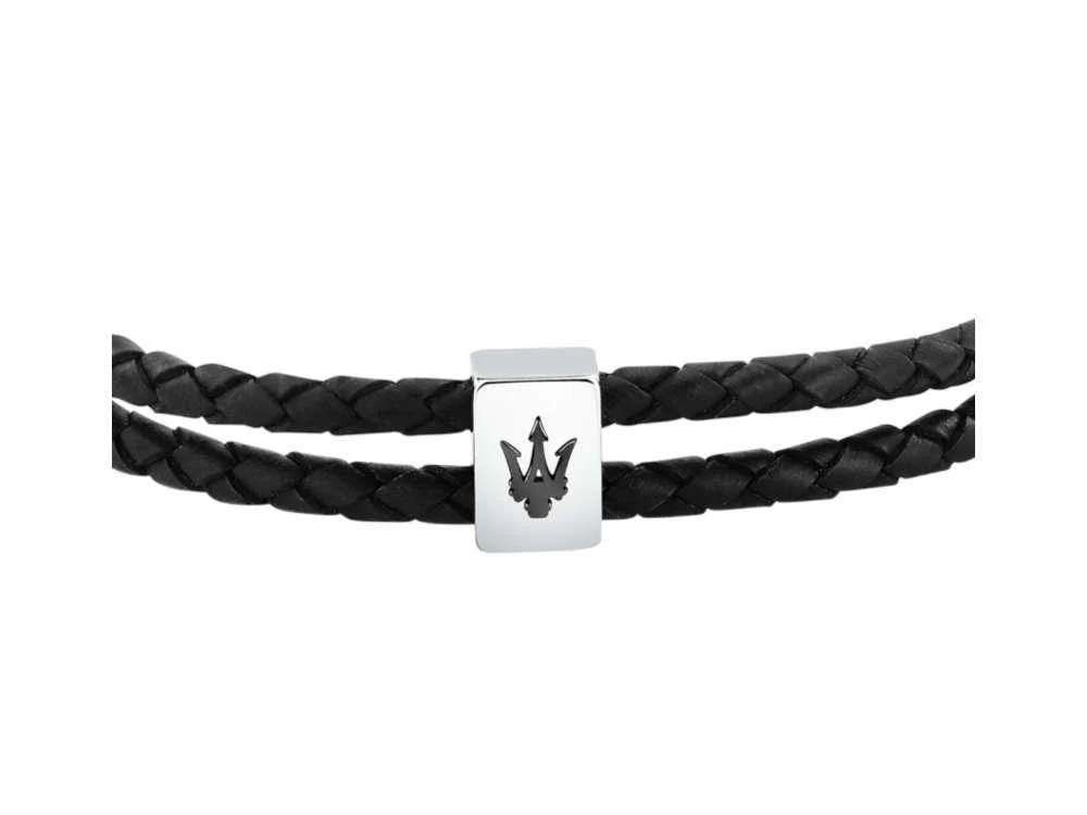 Maserati Gioielli Bracelet Leather, Black, Stainless Steel, JM226AVE44 - Image 2