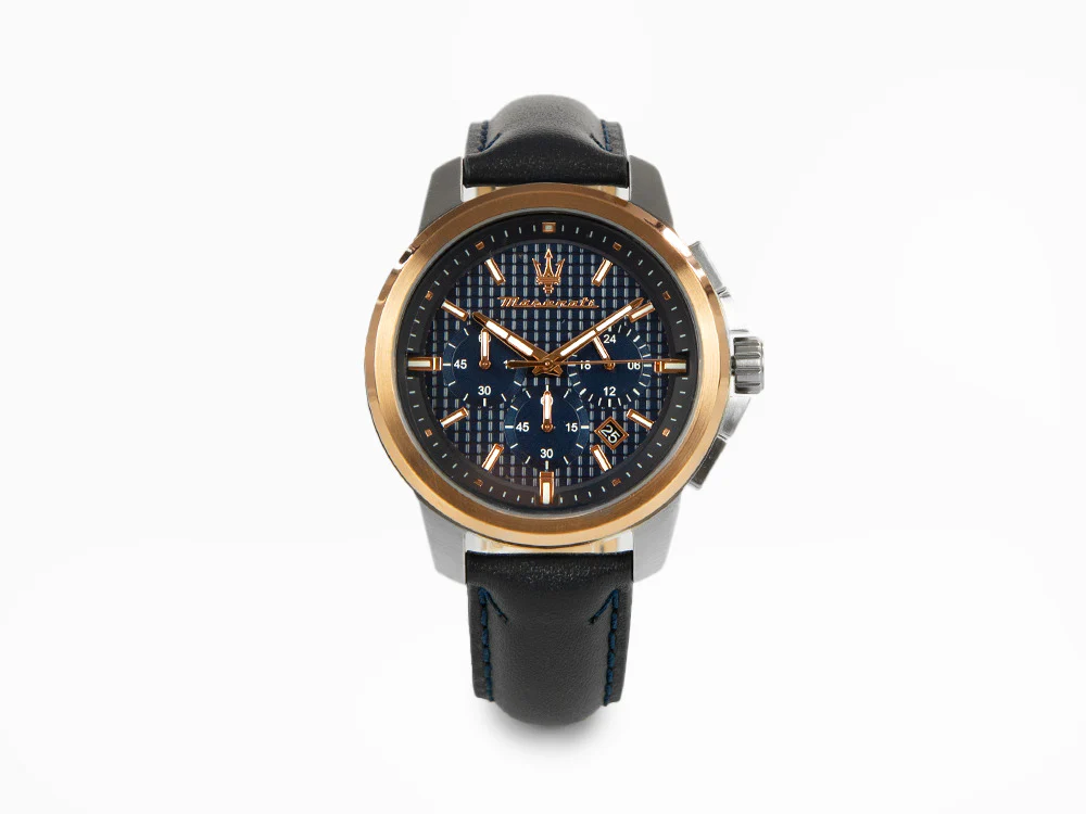 Maserati Successo Quartz Watch, PVD Rose Gold, Blue, 44 mm, R8871621015 - Image 2