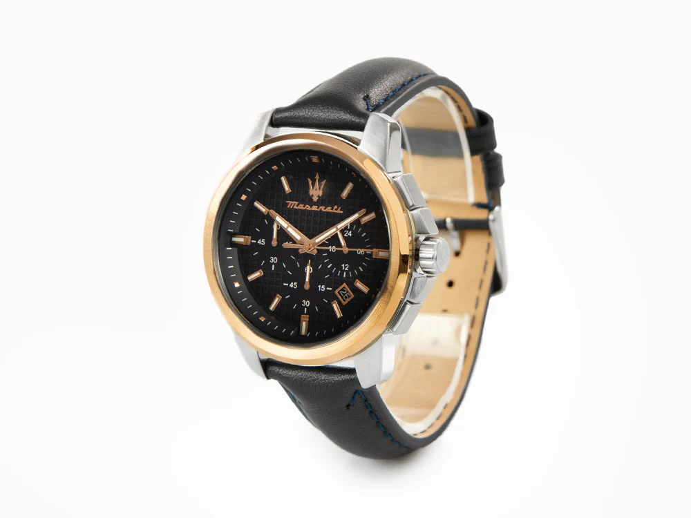 Maserati Successo Quartz Watch, PVD Rose Gold, Blue, 44 mm, R8871621015 - Image 4
