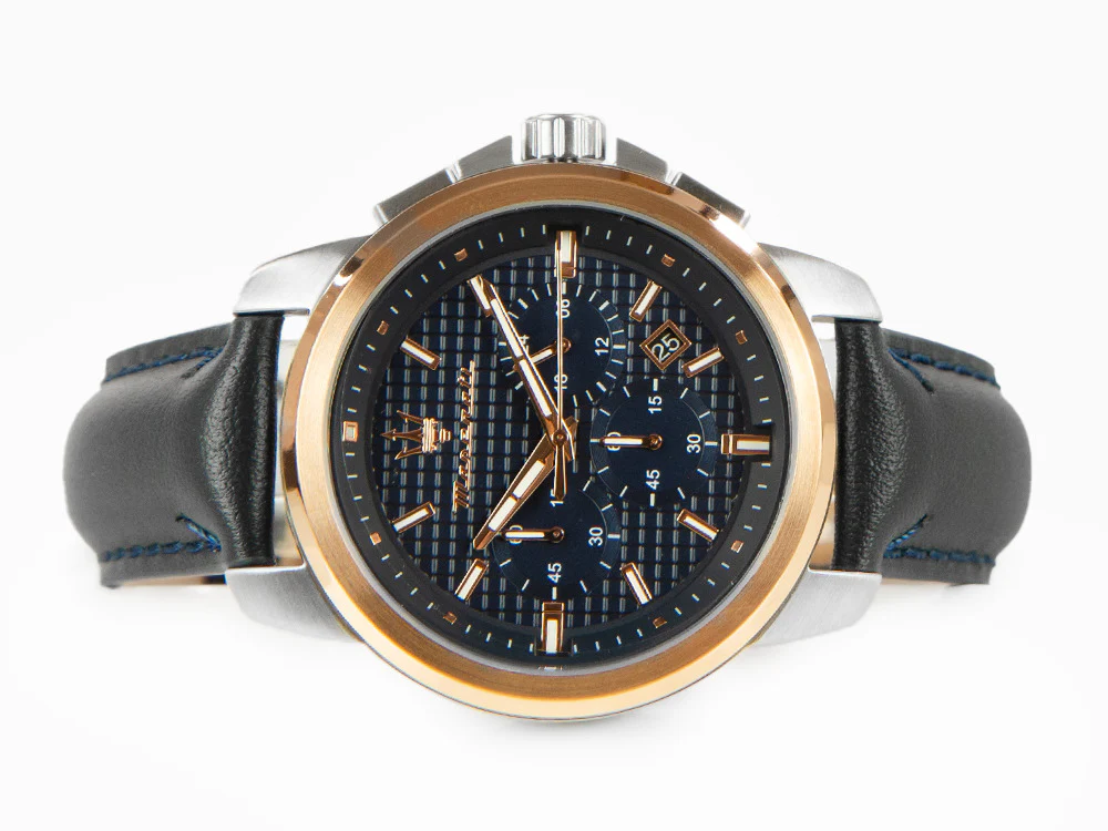 Maserati Successo Quartz Watch, PVD Rose Gold, Blue, 44 mm, R8871621015 - Image 7
