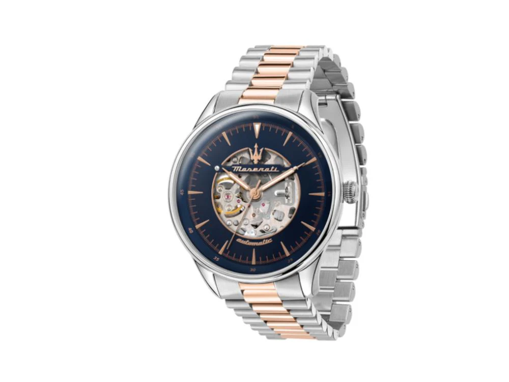 Maserati Tradizione Automatic Watch, PVD Rose Gold, Blue, 45 mm, R8823146001 - Image 2