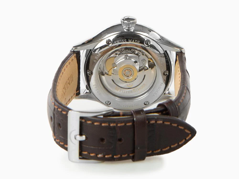 Meistersinger Pangaea Date Automatic Watch, 40mm, Black, Leather, PMD907D - Image 3