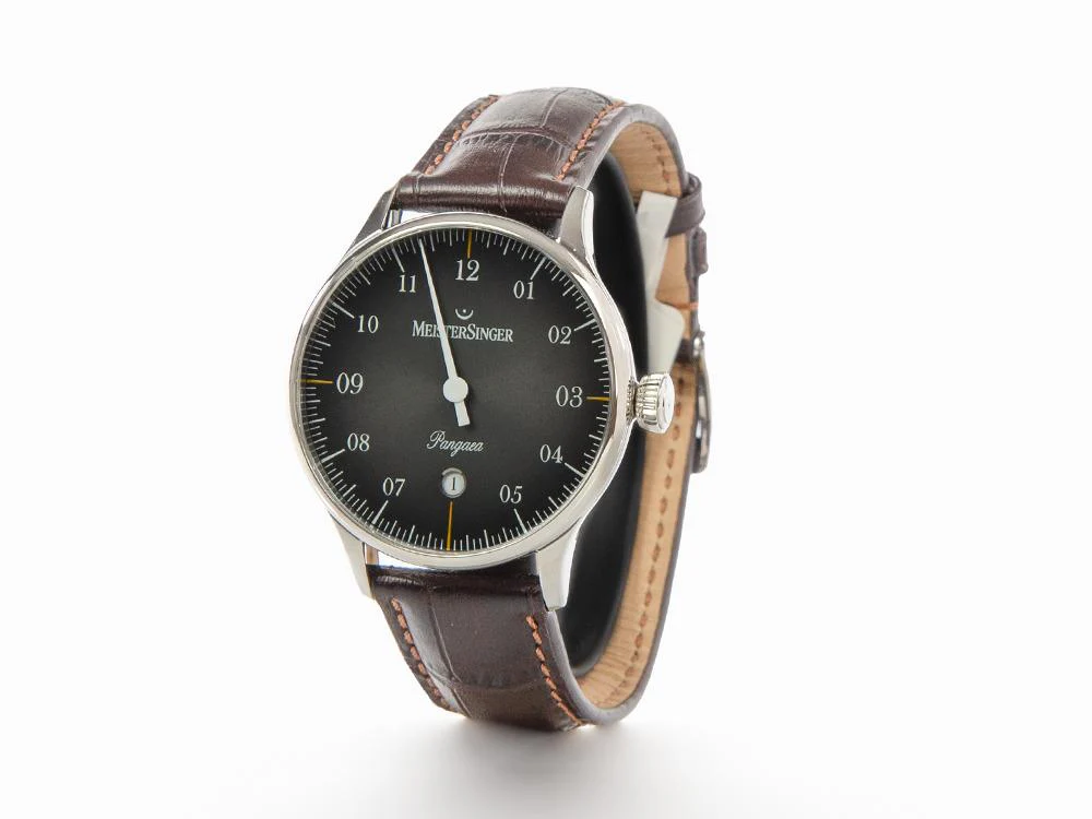 Meistersinger Pangaea Date Automatic Watch, 40mm, Black, Leather, PMD907D - Image 4