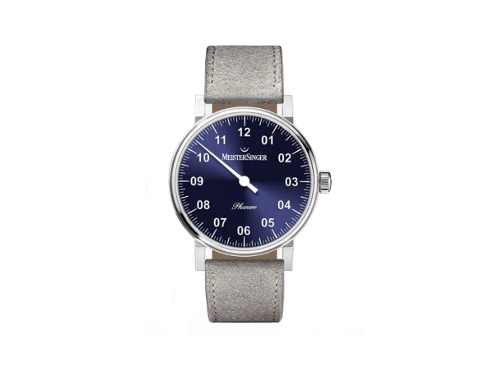 Meistersinger Phanero Watch, Blue Sunburst, 35mm, Leather strap, PH308-SV16 - Image 2